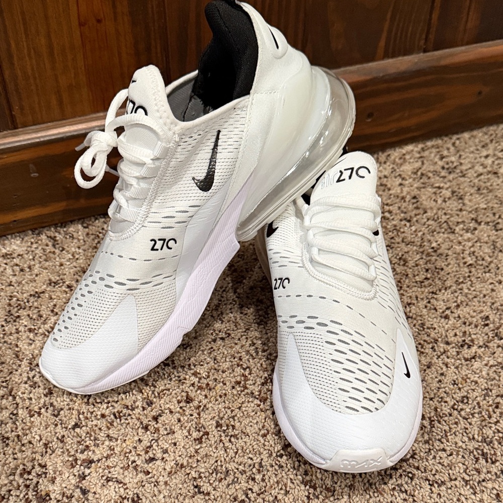 Nike Air Max 270 White and Black Men's Athletic Shoes
